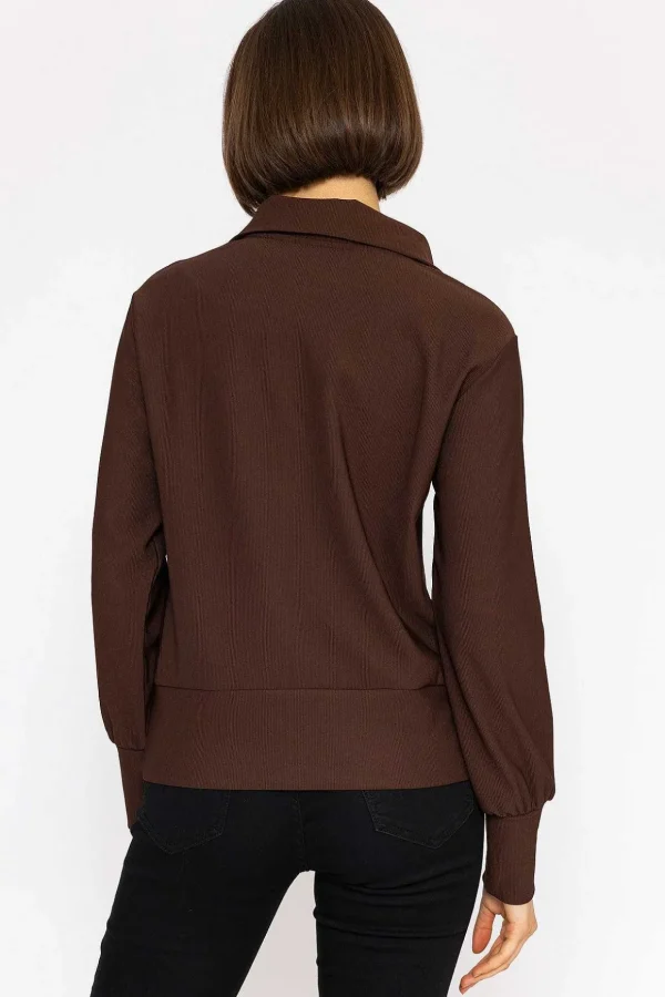 Oversized Zip Sweat Top In Coffee