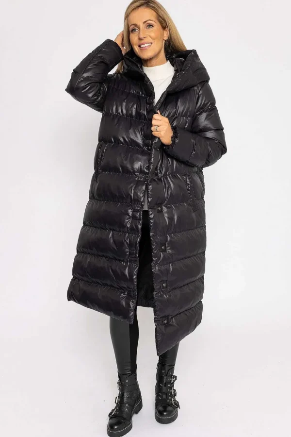 Padded Puffer Coat In Black