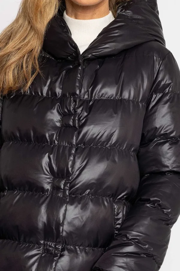 Padded Puffer Coat In Black
