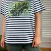 Palm Print Relaxed Fit Striped Short Sleeve Tee
