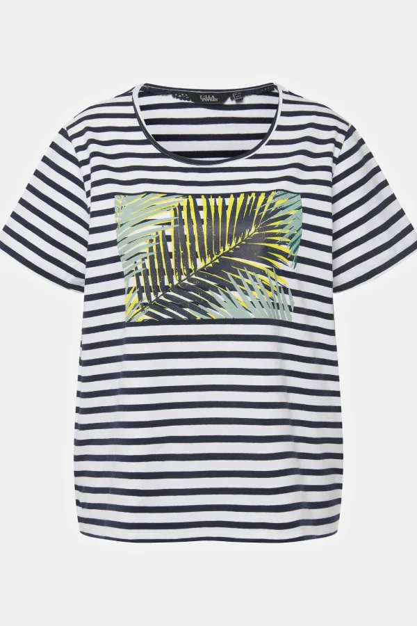 Palm Print Relaxed Fit Striped Short Sleeve Tee