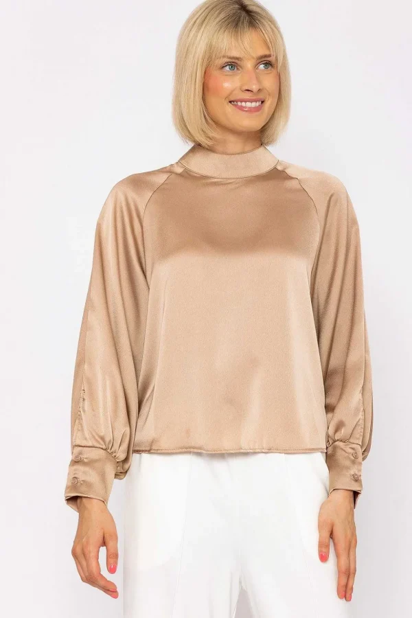 Pandora Sateen Top In Beige
