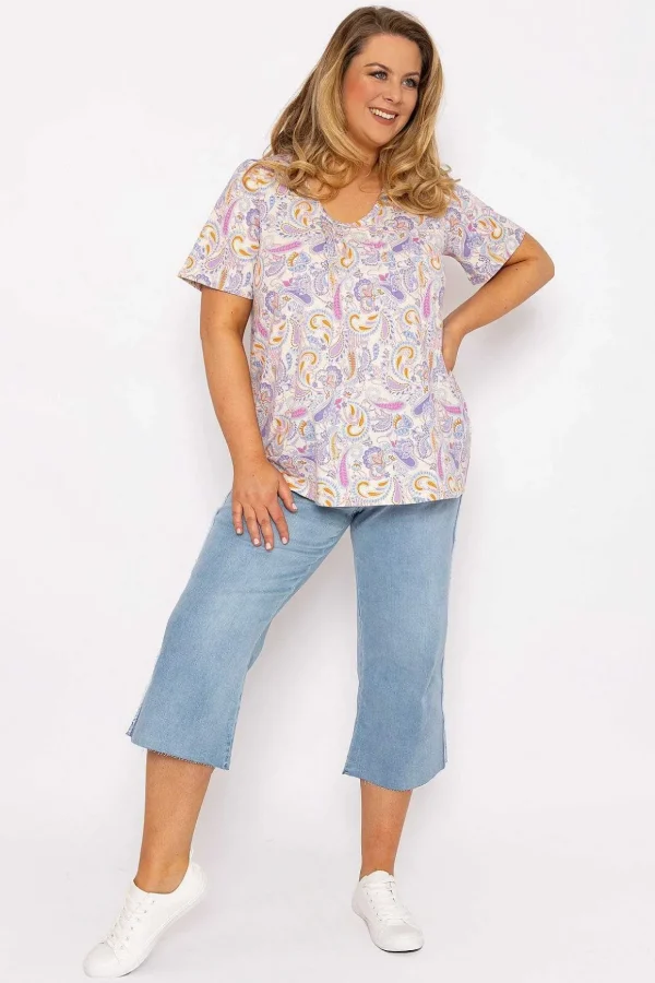 Pastel Paisley Print Top In Multi