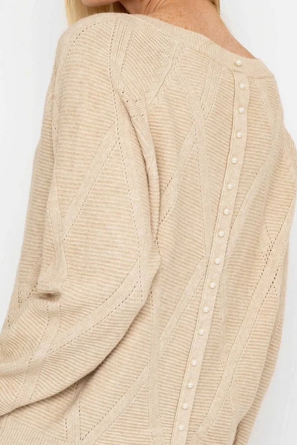 Pearl Back Knit In Beige