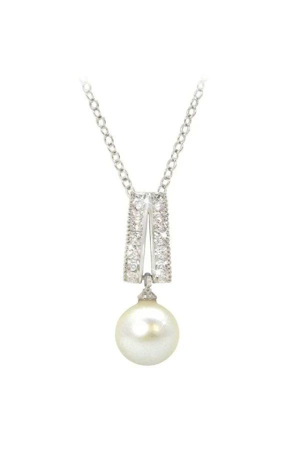Pearl Pendant With Stones In Silver
