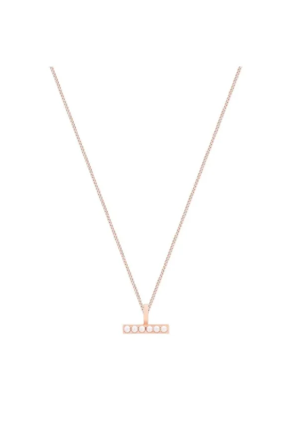 Pearl T-Bar Necklace In Rose Gold