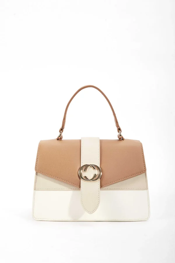 Petite Contrast Tote Bag In Beige