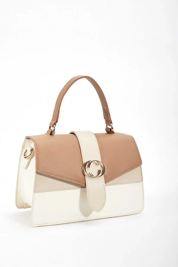 Petite Contrast Tote Bag In Beige