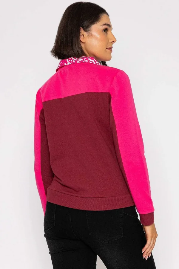Pink 1/4 Zip Pocket Sweatshirt