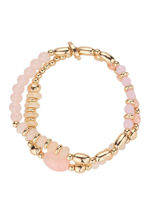 Pink And Beige Bead Bracelet