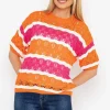 Pink And Orange Stripe Knit Jumper