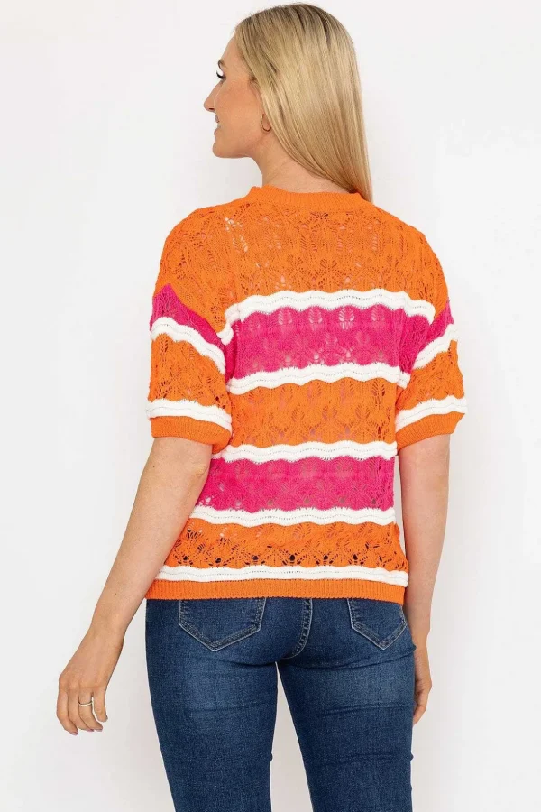 Pink And Orange Stripe Knit Jumper