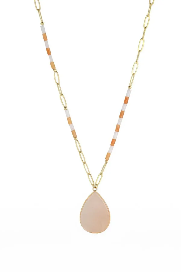Pink Aventurine Gemstone Mid Length Necklace