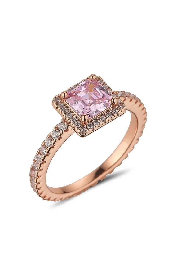 Pink Cz Rose Gold Ring Size 7