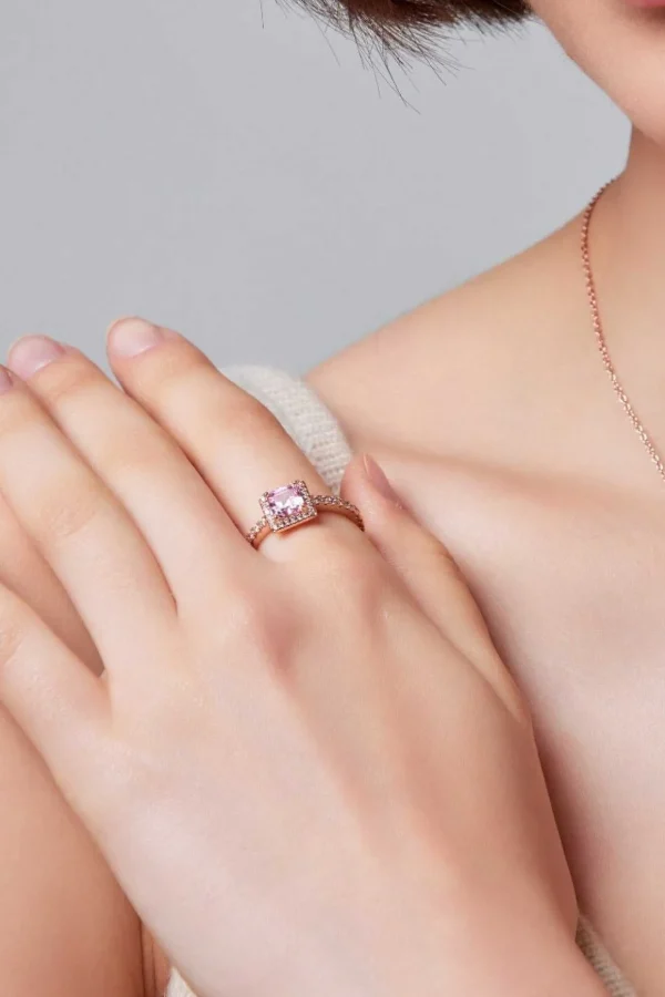 Pink Cz Rose Gold Ring Size 7