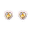 Pink Enamel Heart Stud Earrings