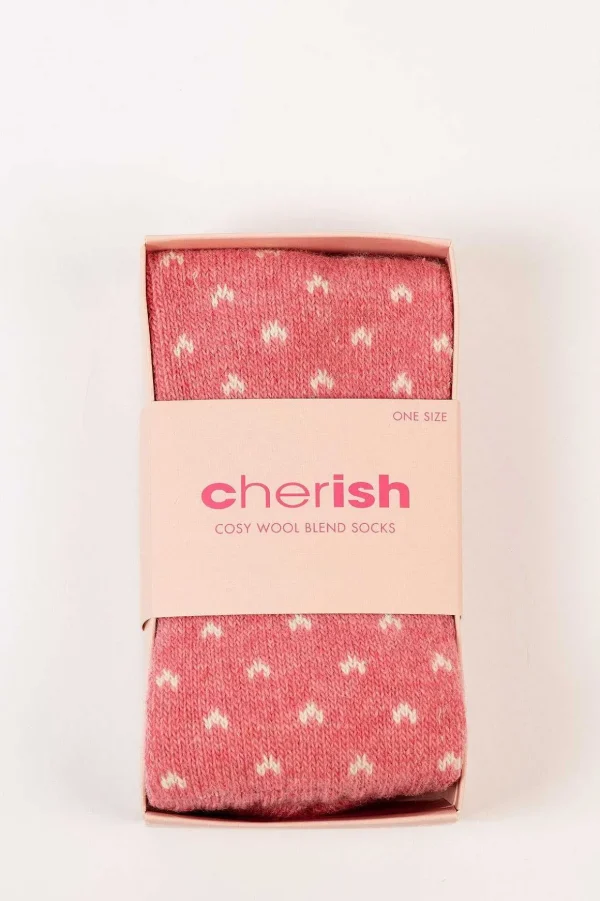 Pink Fairisle Cosy Socks In Box