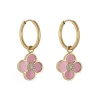 Pink Floral Hoop Earrings