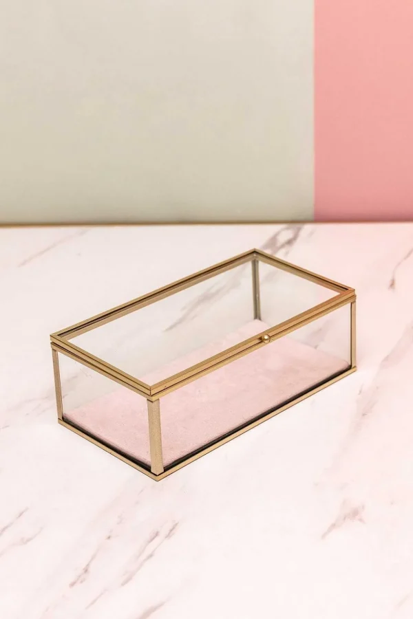 Pink Glass Lidded Jewellery Box