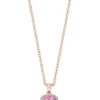 Pink Heart Drop Pendant In Rose Gold