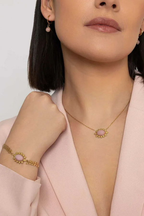 Pink Jade Hoop Earrings