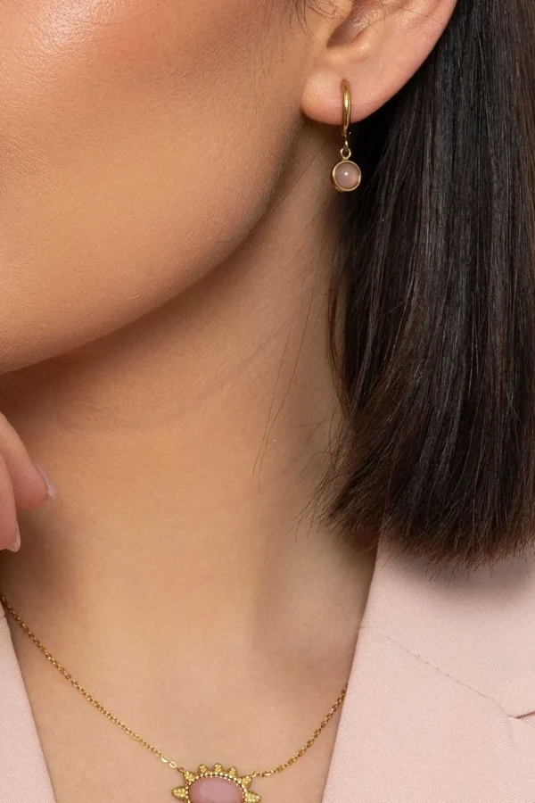 Pink Jade Hoop Earrings