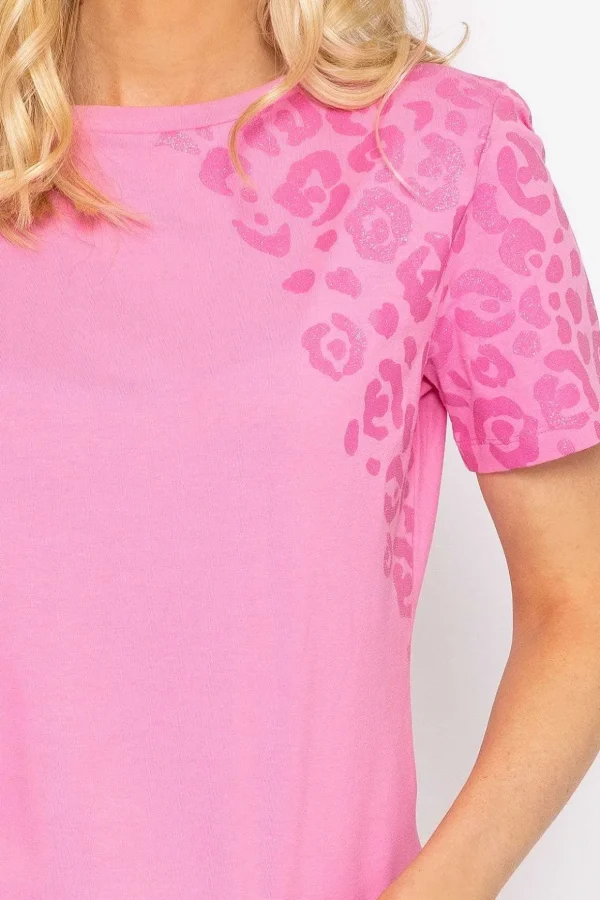 Pink Leopard Cotton T-Shirt