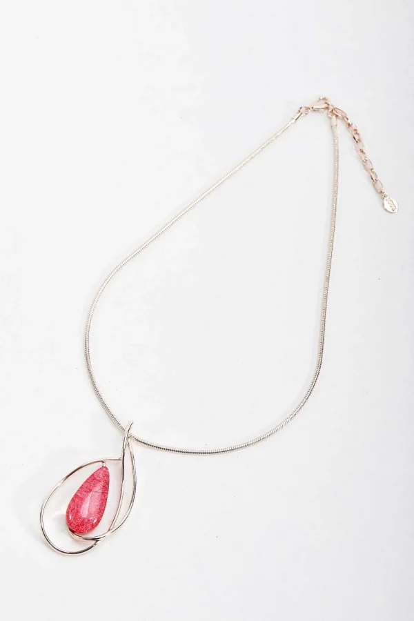 Pink Marble Pendant Necklace