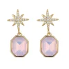 Pink Opal Crystal Star Earrings