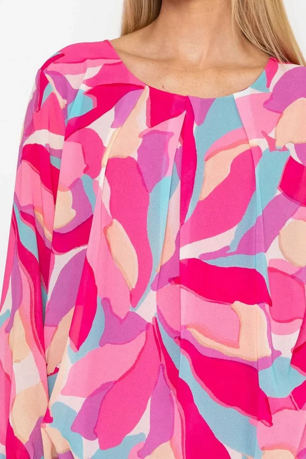 Pink Printed Long Sleeve Blouse