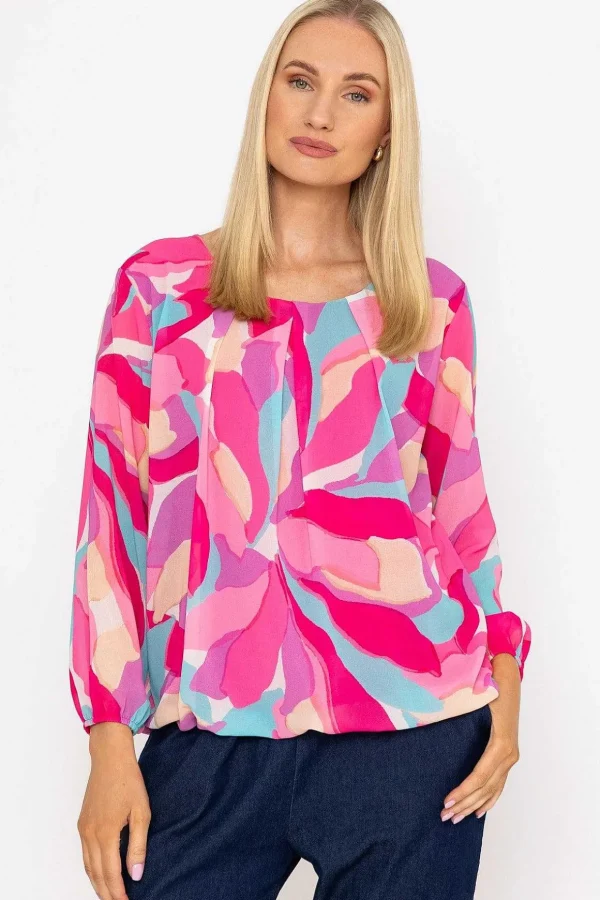 Pink Printed Long Sleeve Blouse