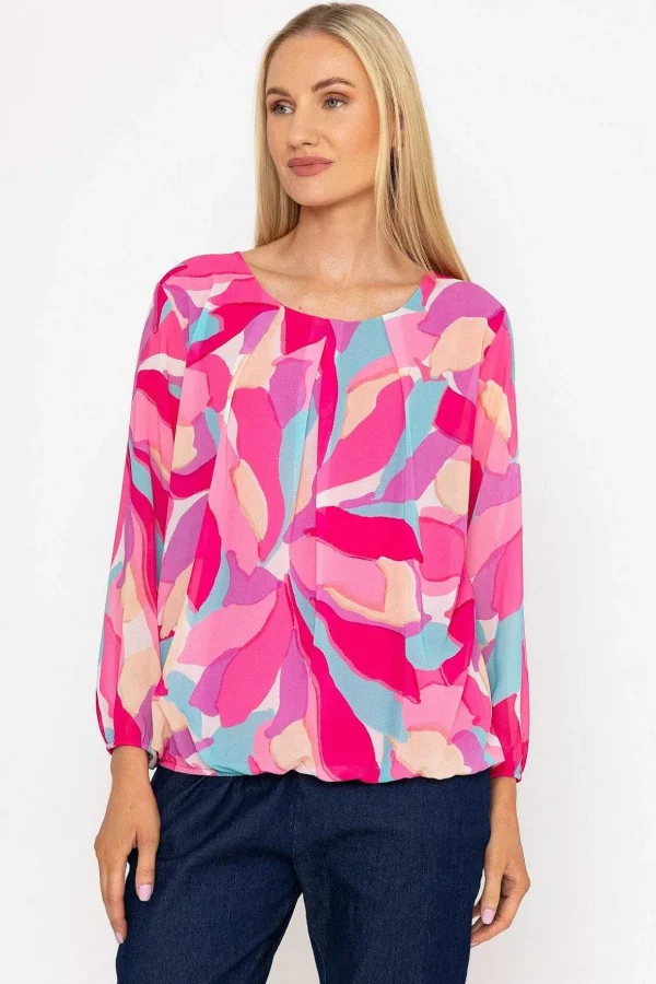 Pink Printed Long Sleeve Blouse