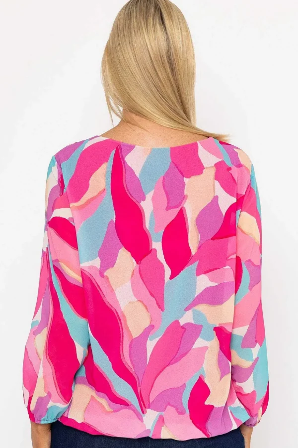 Pink Printed Long Sleeve Blouse