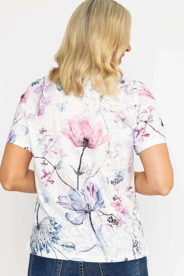 Pink Printed Top With Lace