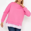 Pink Sweatshirt With Stripe Shirt Insert