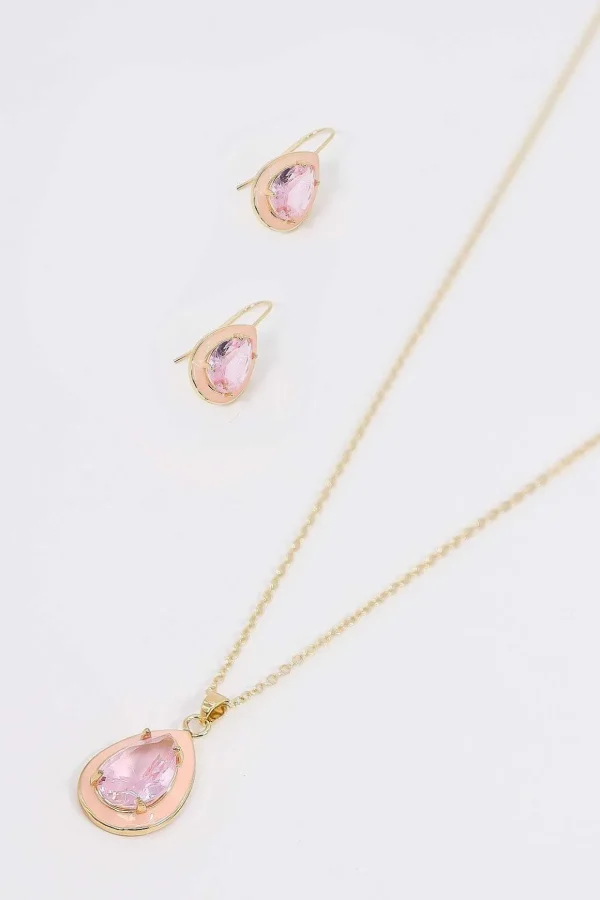 Pink Teardrop Necklace