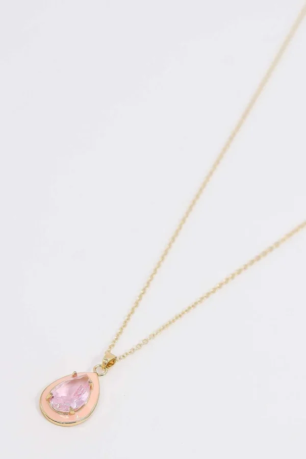 Pink Teardrop Necklace