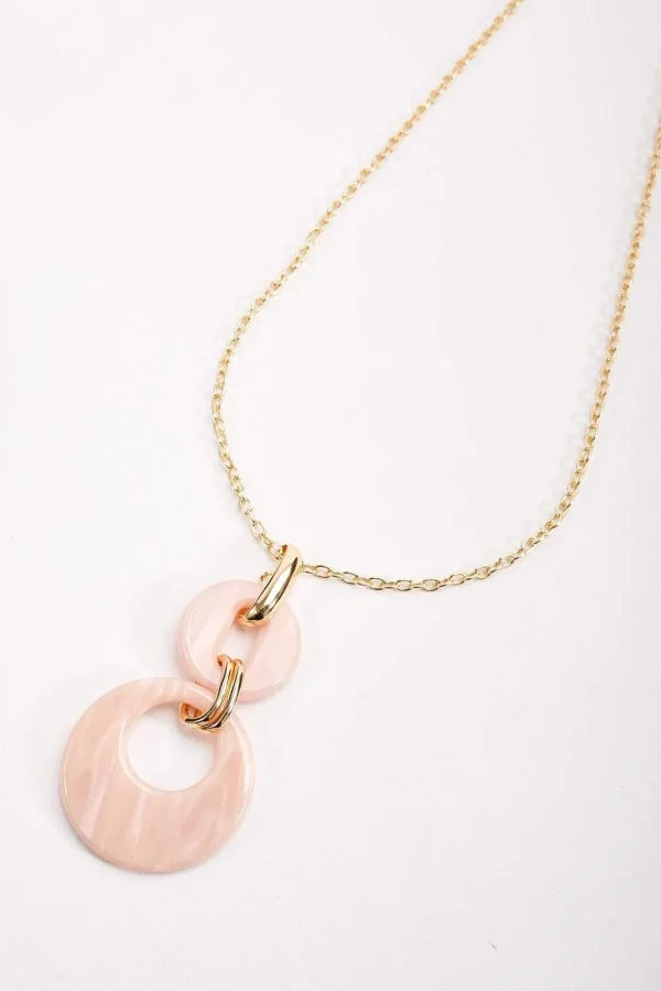 Pink Tortoise Drop Link Necklace