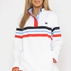 Pique Stripe Sweatshirt In Ecru