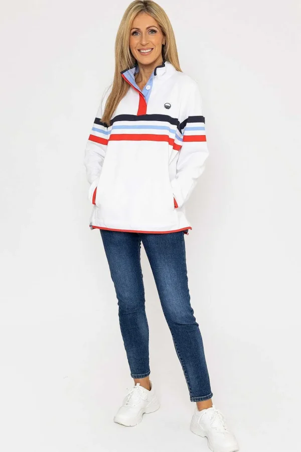 Pique Stripe Sweatshirt In Ecru