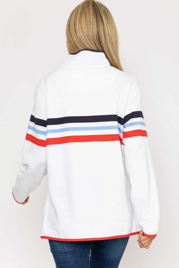 Pique Stripe Sweatshirt In Ecru