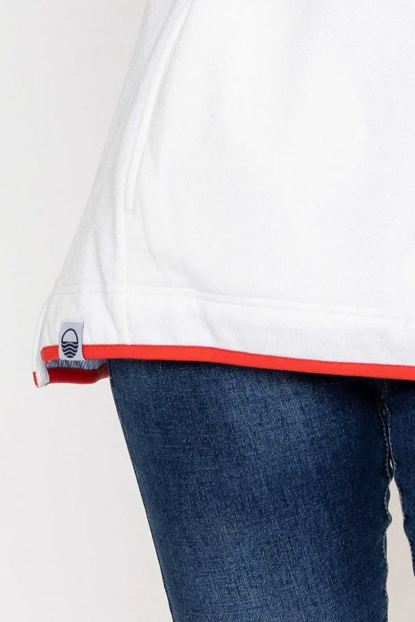 Pique Stripe Sweatshirt In Ecru