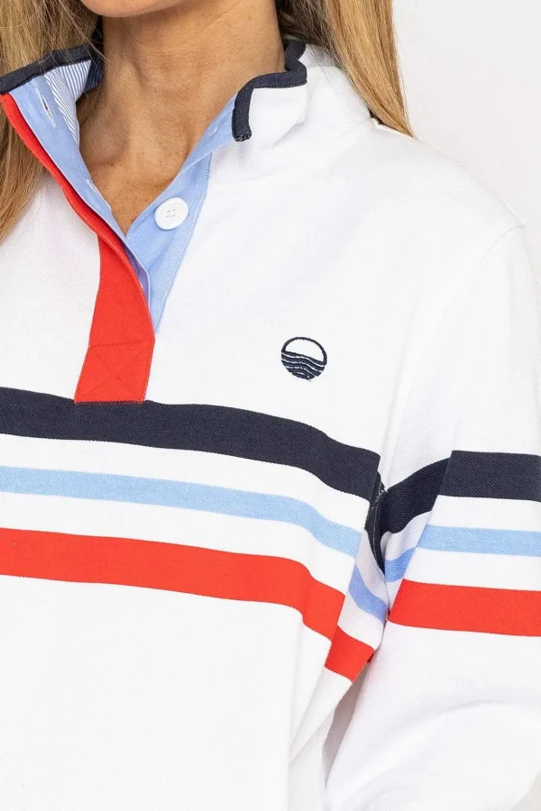 Pique Stripe Sweatshirt In Ecru