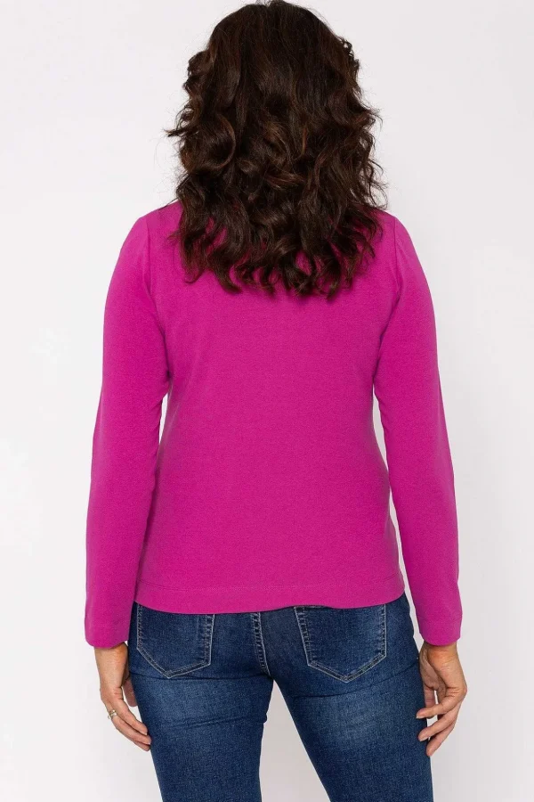 Plain Collared Top In Magenta