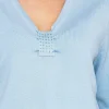 Plain Knit Sweater With Diamonte Detail In Blue