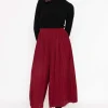 Pleated Wide Leg Pant In Burgundy