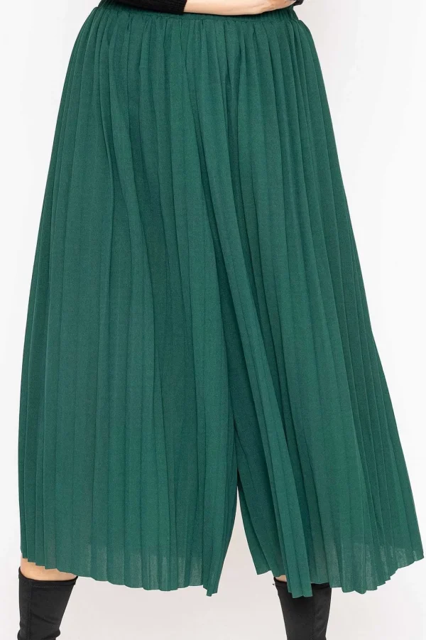 Pleated Wide Leg Pant In Green