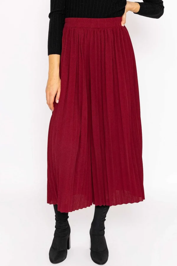 Pleated Wide Leg Pant In Burgundy