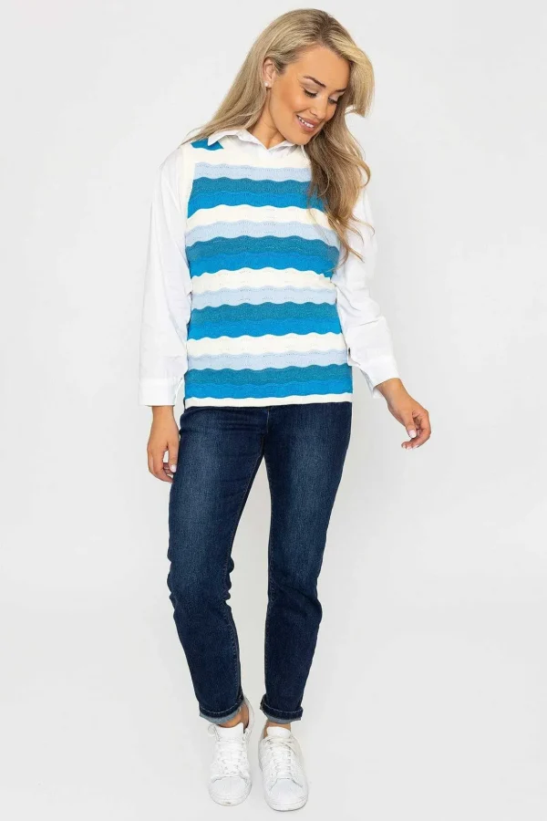 Pointelle Vest In Blue