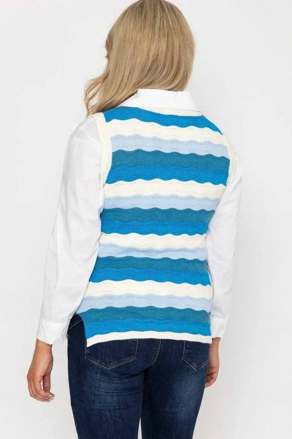 Pointelle Vest In Blue